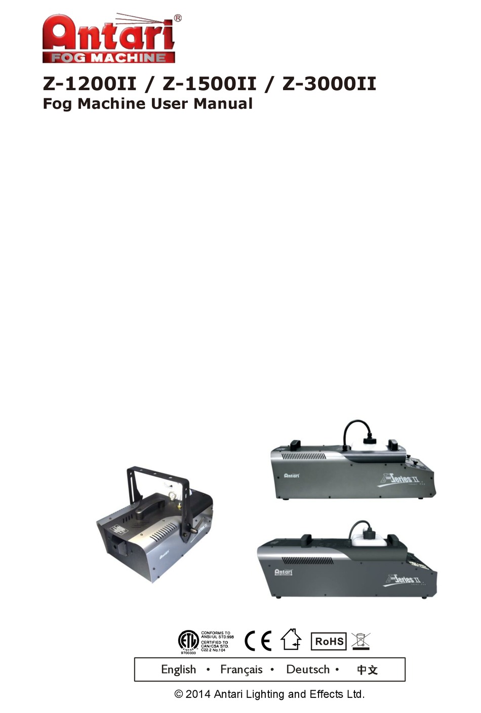 ANTARI Z-1200II USER MANUAL Pdf Download | ManualsLib