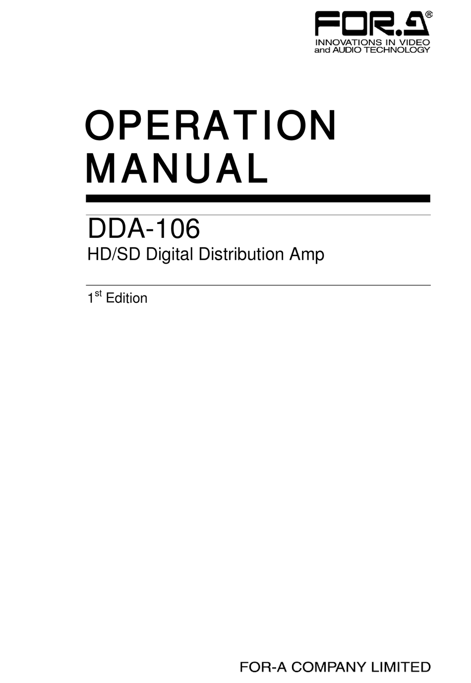 FORA DDA106 OPERATION MANUAL Pdf Download ManualsLib