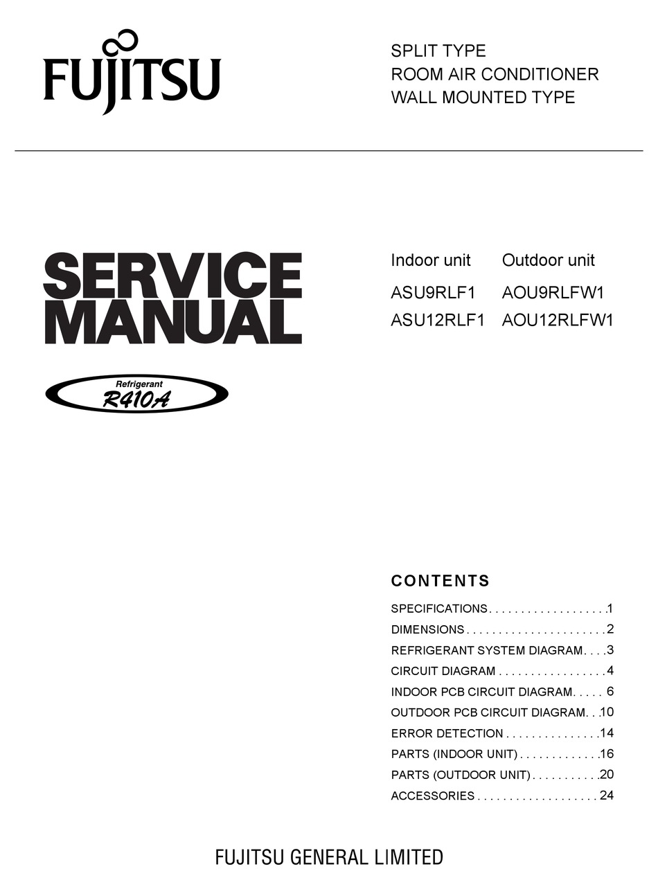 FUJITSU ASU9RLF1 SERVICE MANUAL Pdf Download | ManualsLib