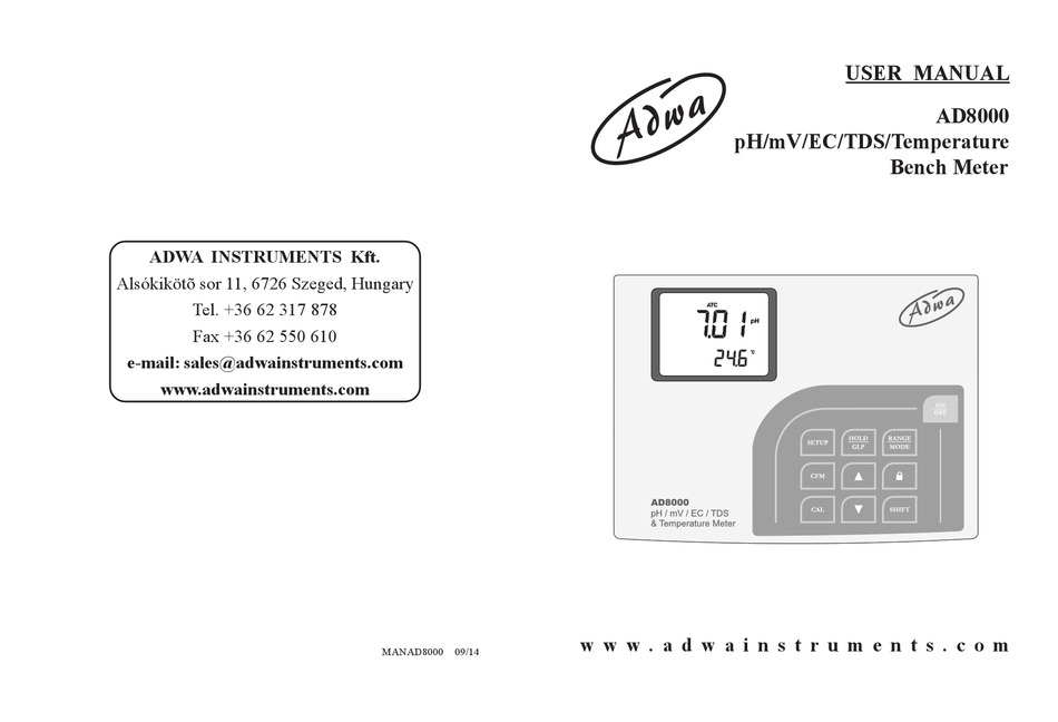ADWA AD8000 USER MANUAL Pdf Download ManualsLib