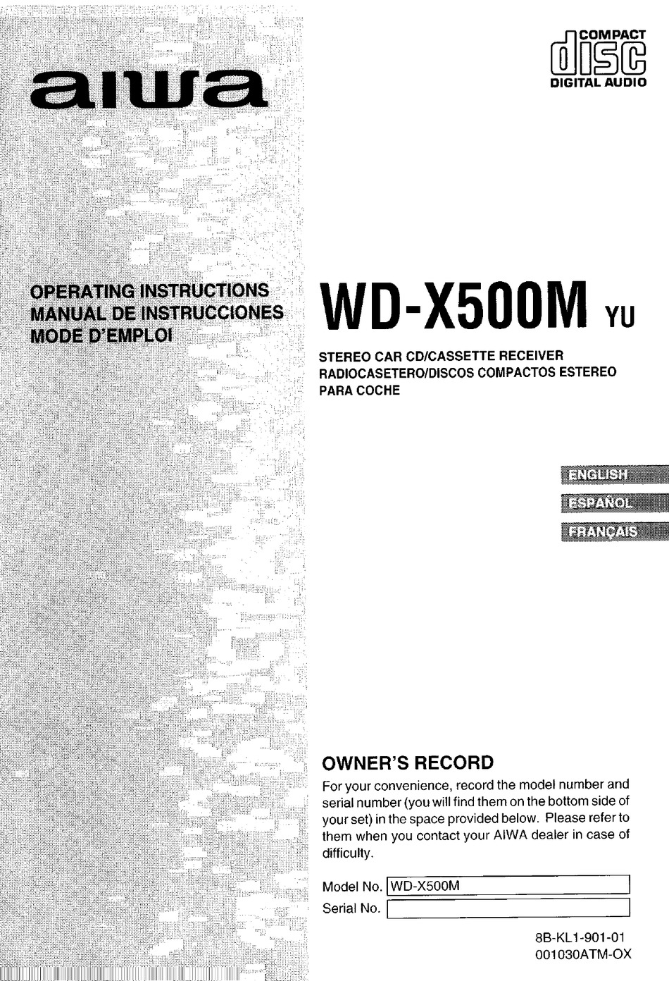 AIWA WDX500M OPERATION INSTRUCTIONS MANUAL Pdf Download ManualsLib
