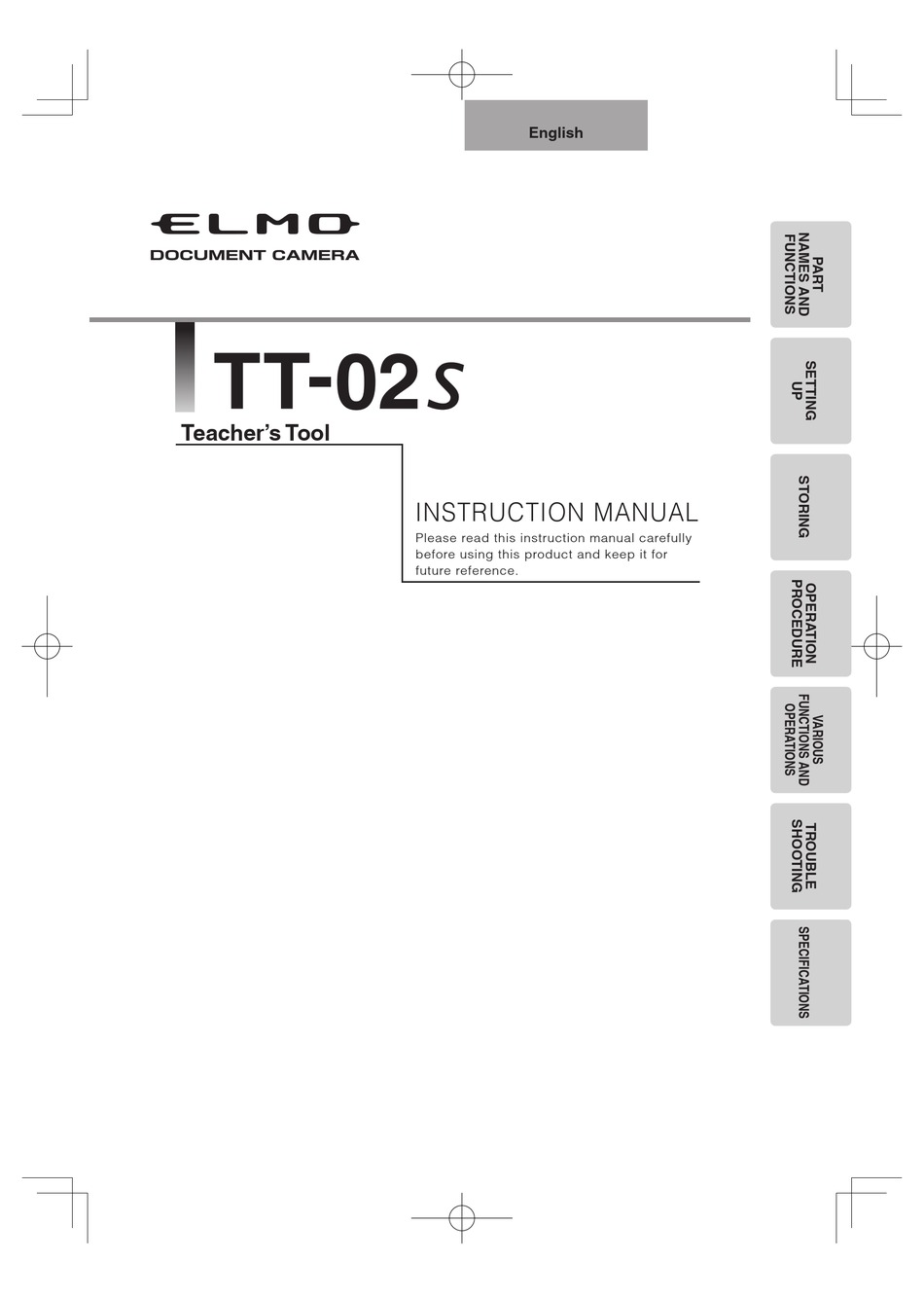 Elmo Tt 02s Instruction Manual Pdf Download Manualslib