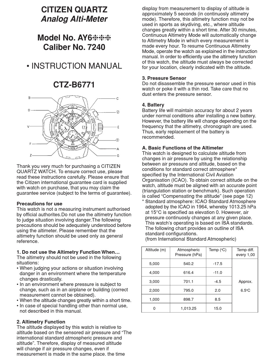 Citizen 7240 Instruction Manual Pdf Download Manualslib