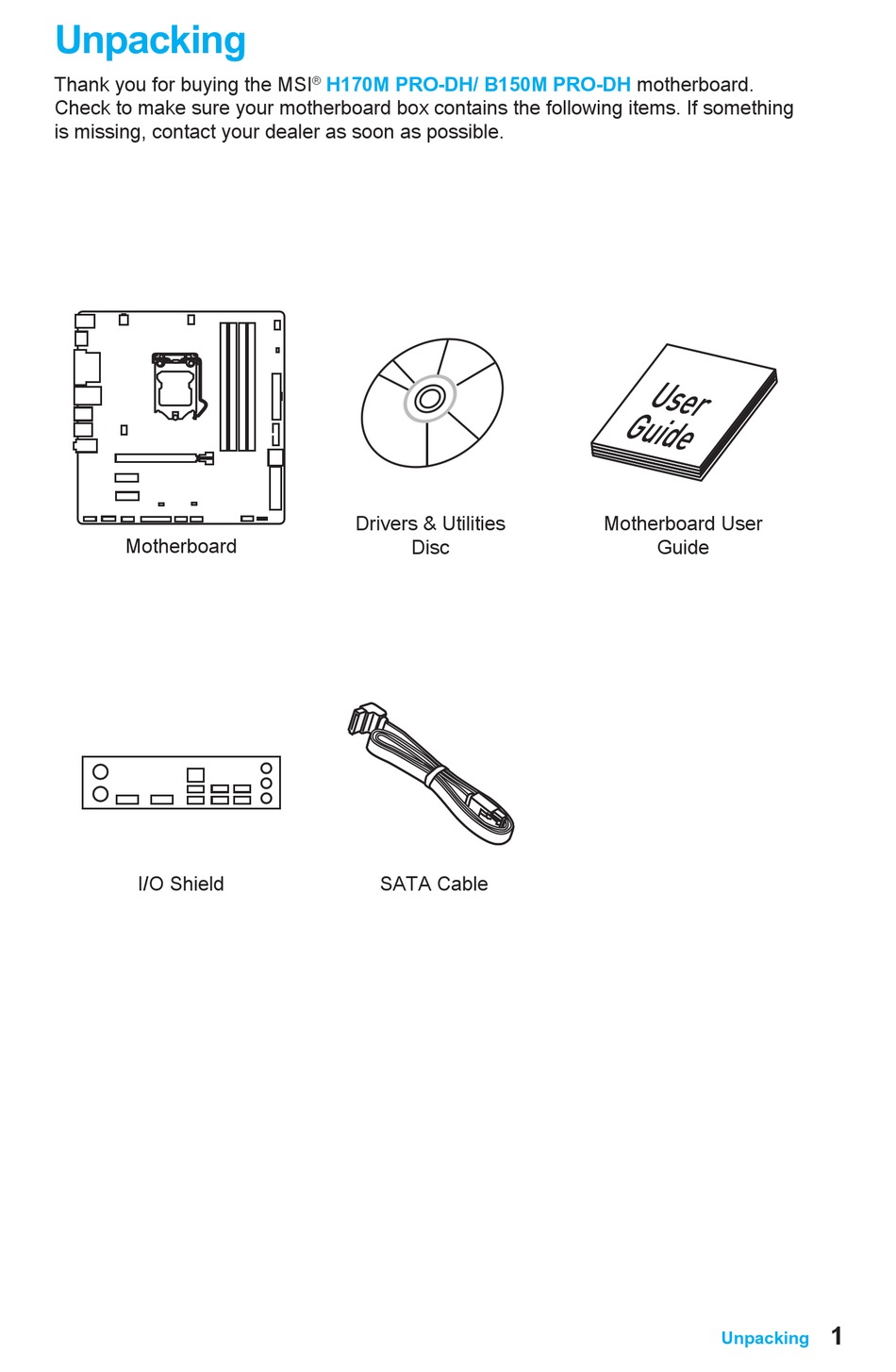 Msi H170m Pro Dh User Manual Pdf Download Manualslib