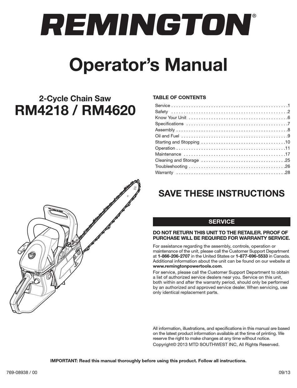 REMINGTON RM4218 OPERATOR'S MANUAL Pdf Download | ManualsLib