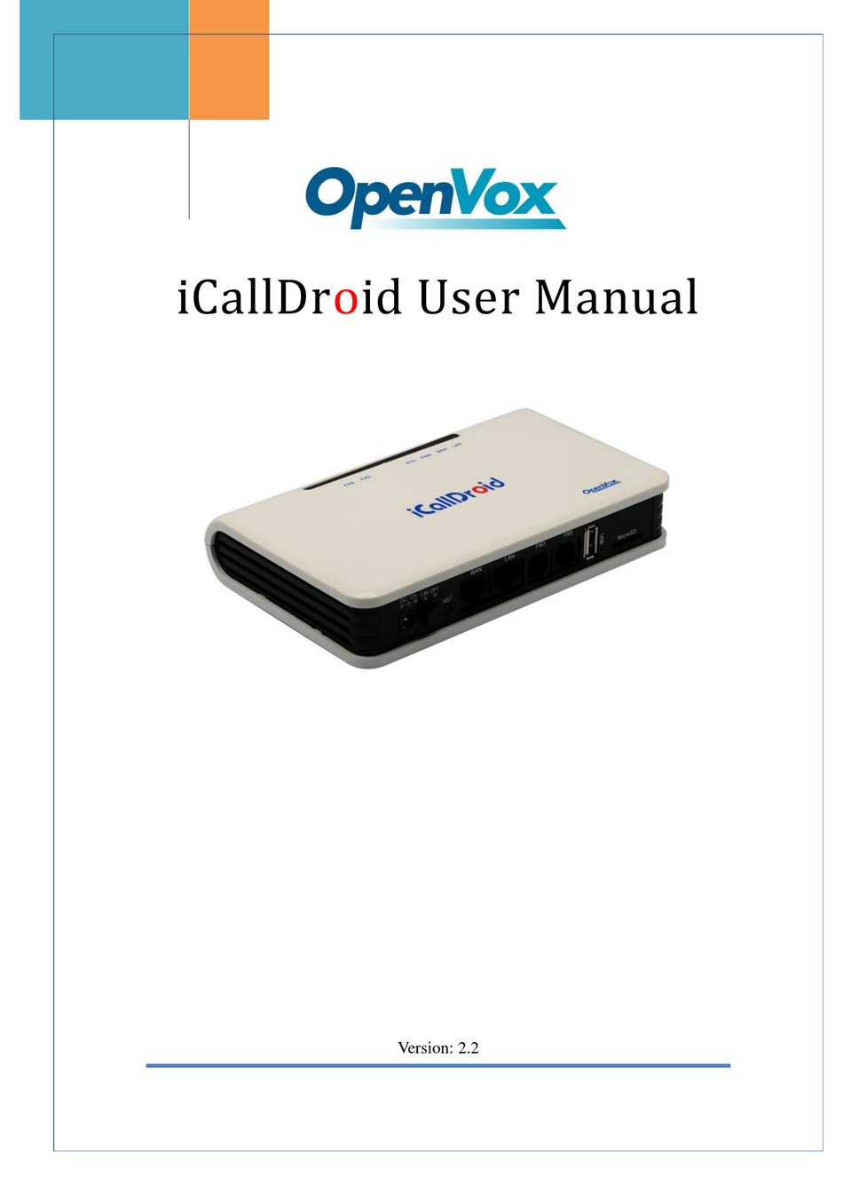 OPENVOX ICALLDROID USER MANUAL Pdf Download | ManualsLib