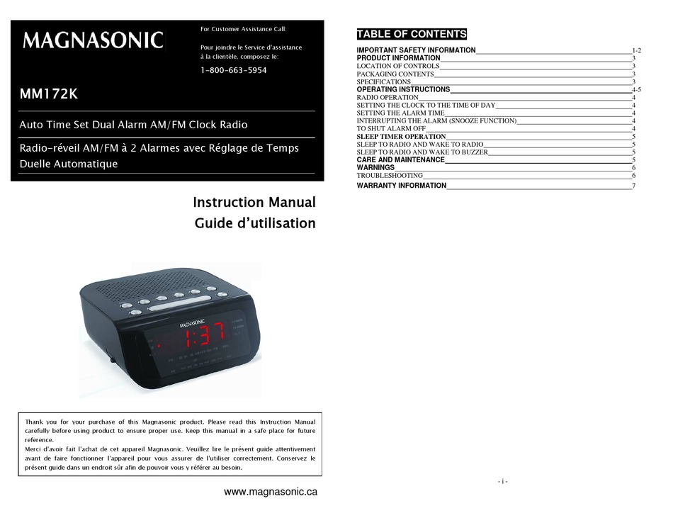 MAGNASONIC MM172K INSTRUCTION MANUAL Pdf Download | ManualsLib