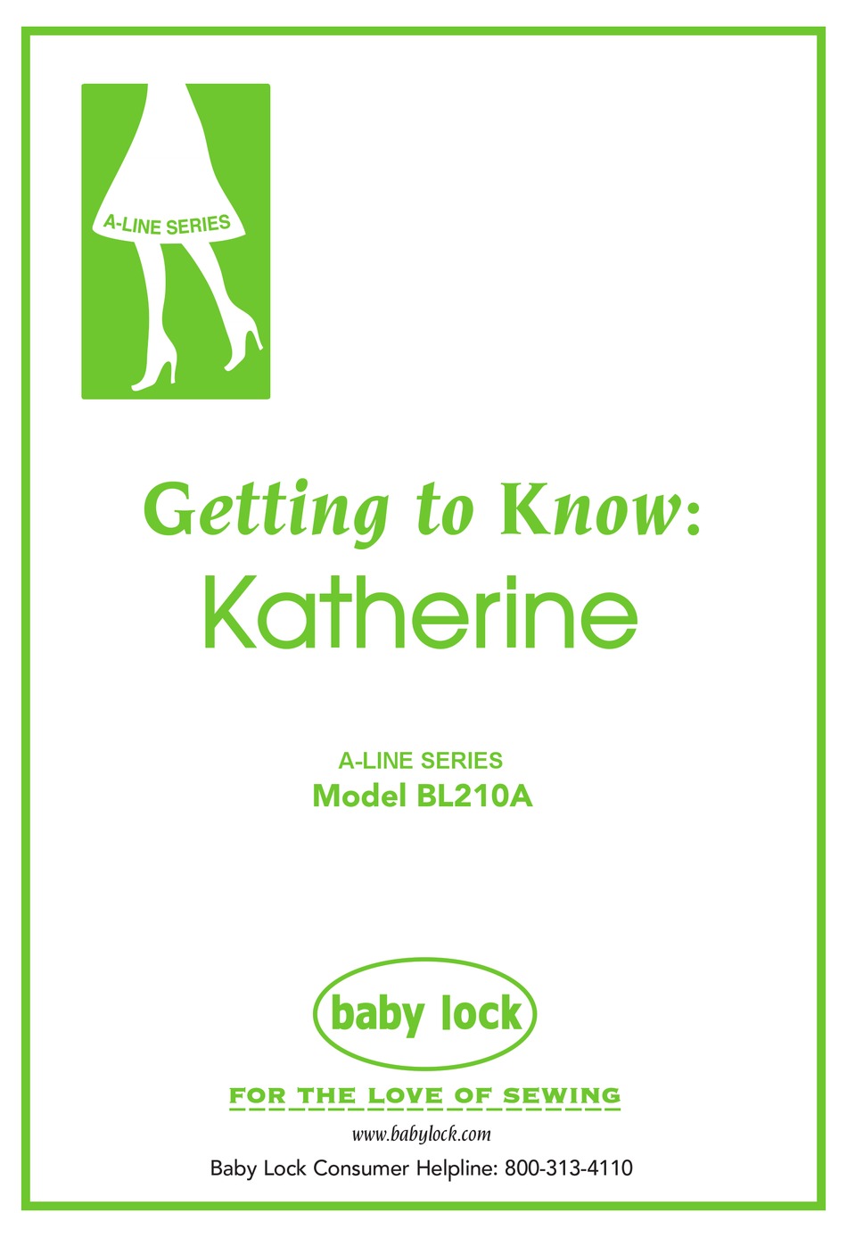 BABY LOCK KATHERINE BL210A GETTING TO KNOW Pdf Download ManualsLib