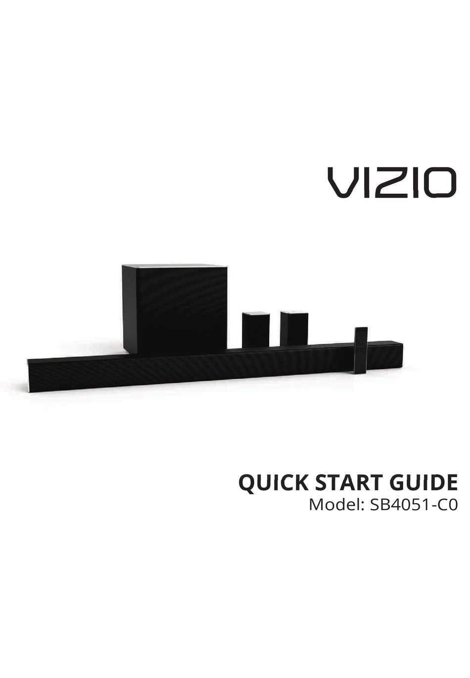 VIZIO SB4051-C0 QUICK START MANUAL Pdf Download | ManualsLib
