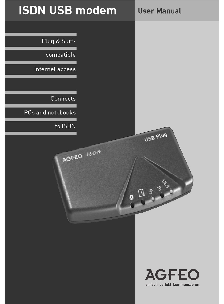 AGFEO ISDN USB MODEM USER MANUAL Pdf Download ManualsLib
