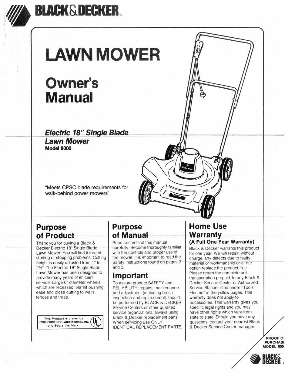 Black & Decker CM2060C Parts Diagram for Mower