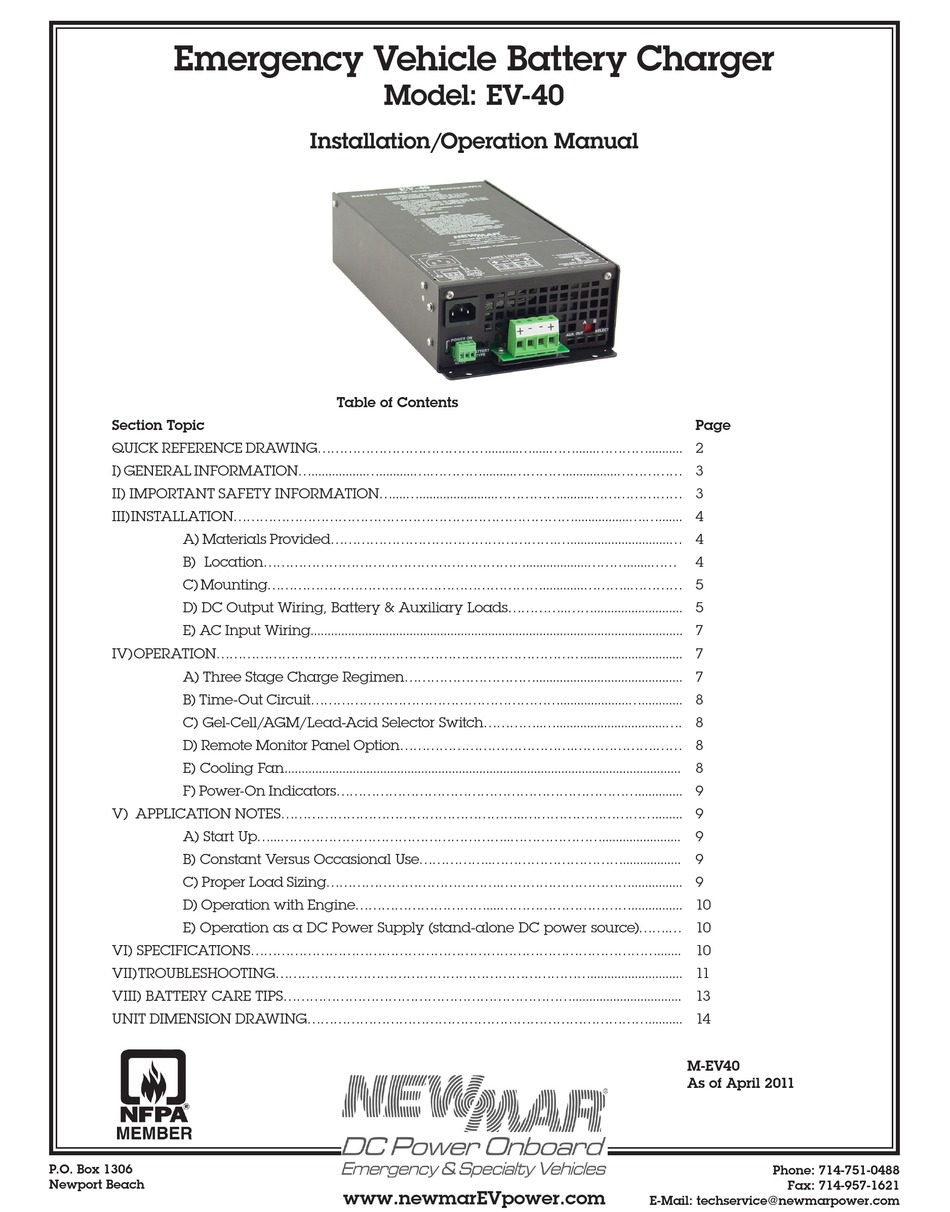 NEWMAR EV40 OPERATION MANUAL Pdf Download ManualsLib
