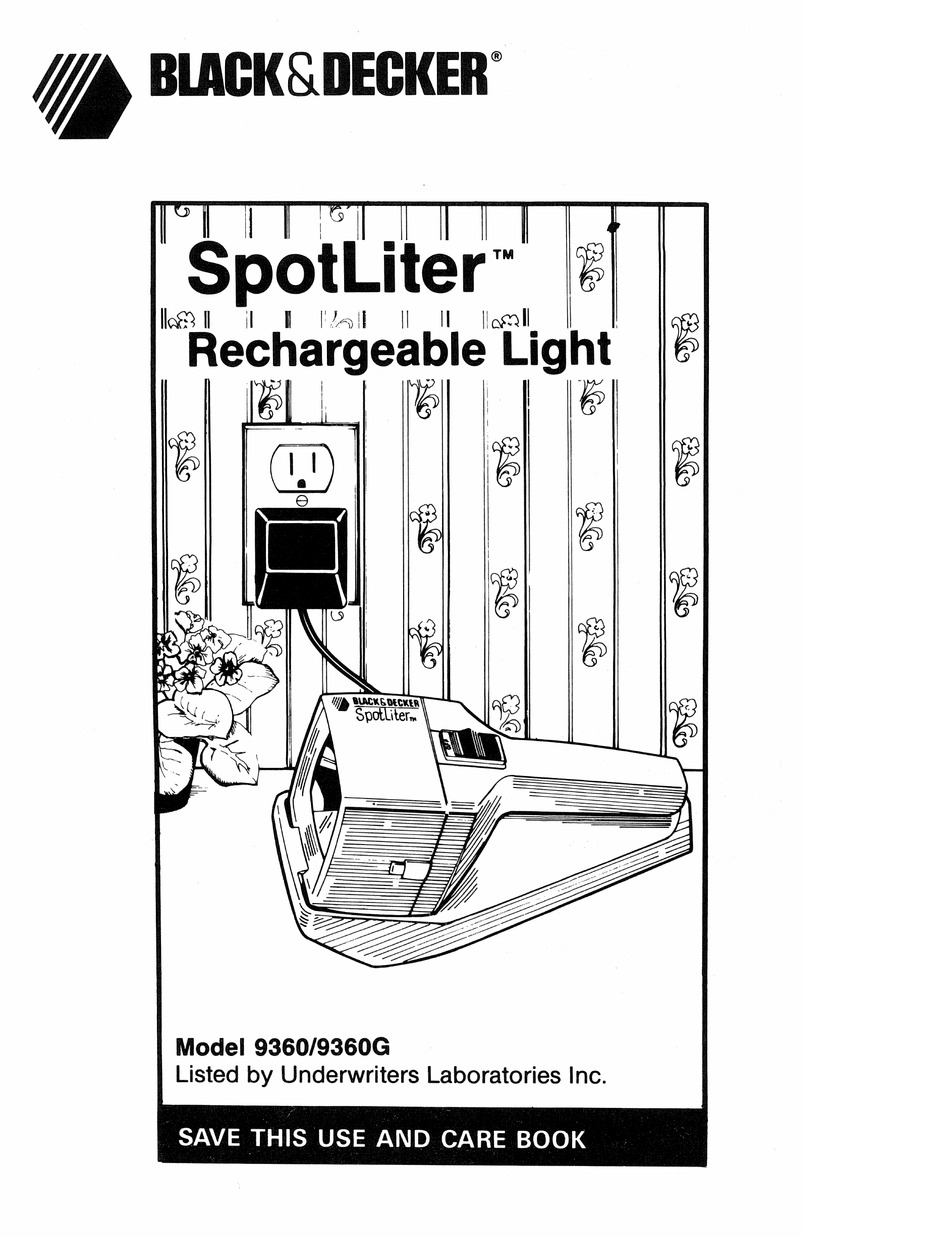 Black & Decker Spot Liter Powerful Rechargeable Light 9360 Flashlight 