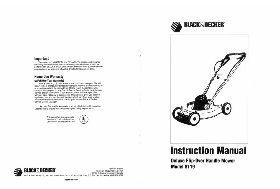 BLACK DECKER 8119 INSTRUCTION MANUAL Pdf Download ManualsLib