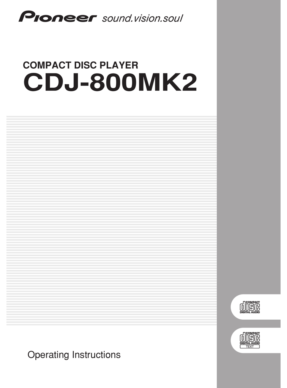 PIONEER CDJ-800MK2 OPERATING INSTRUCTIONS MANUAL Pdf Download ...