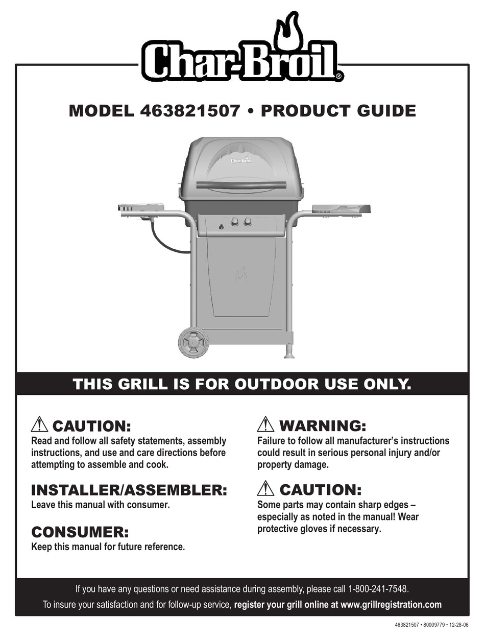 CHAR BROIL 463821507 PRODUCT MANUAL Pdf Download ManualsLib