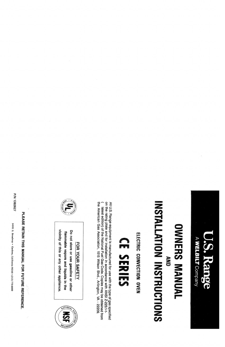 U.S. RANGE TE3 OWNER'S MANUAL & INSTALLATION INSTRUCTIONS Pdf Download