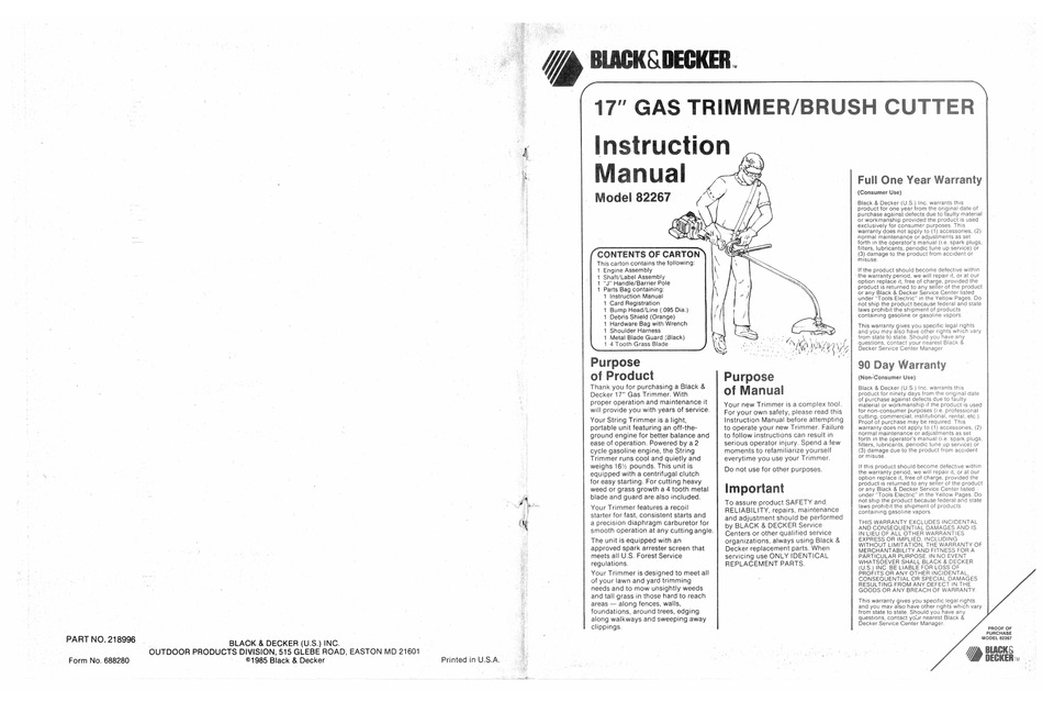 BLACK & DECKER 82267 INSTRUCTION MANUAL Pdf Download | ManualsLib