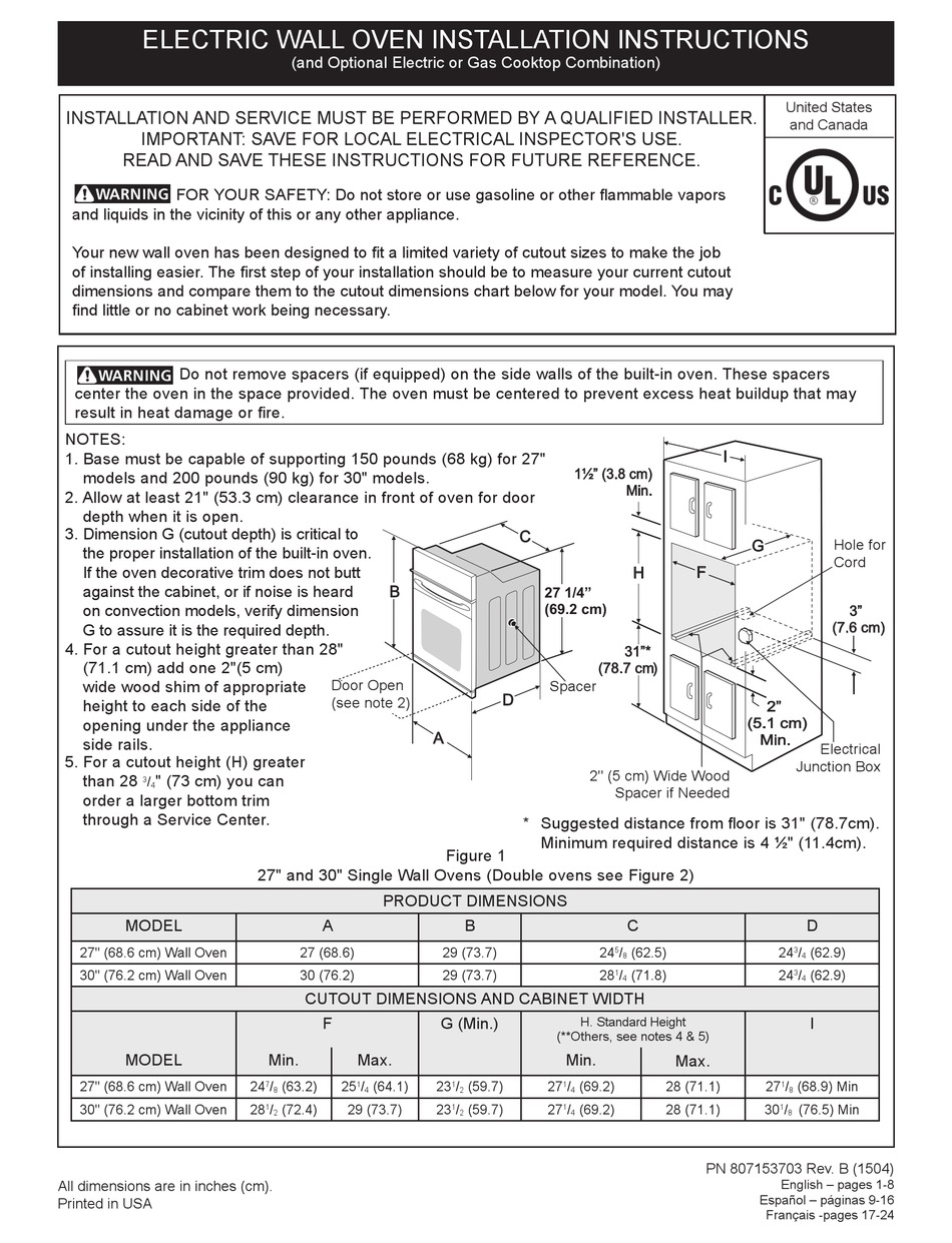 ELECTROLUX EW30EW55PS INSTALLATION INSTRUCTIONS MANUAL Pdf Download ...