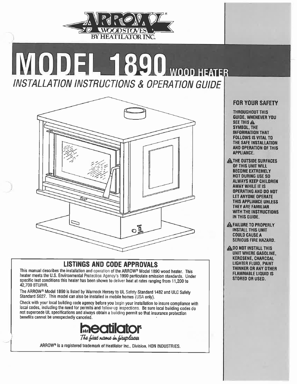 ARROW 1890 INSTALLATION INSTRUCTIONS u0026 OPERATION MANUAL Pdf Download |  ManualsLib