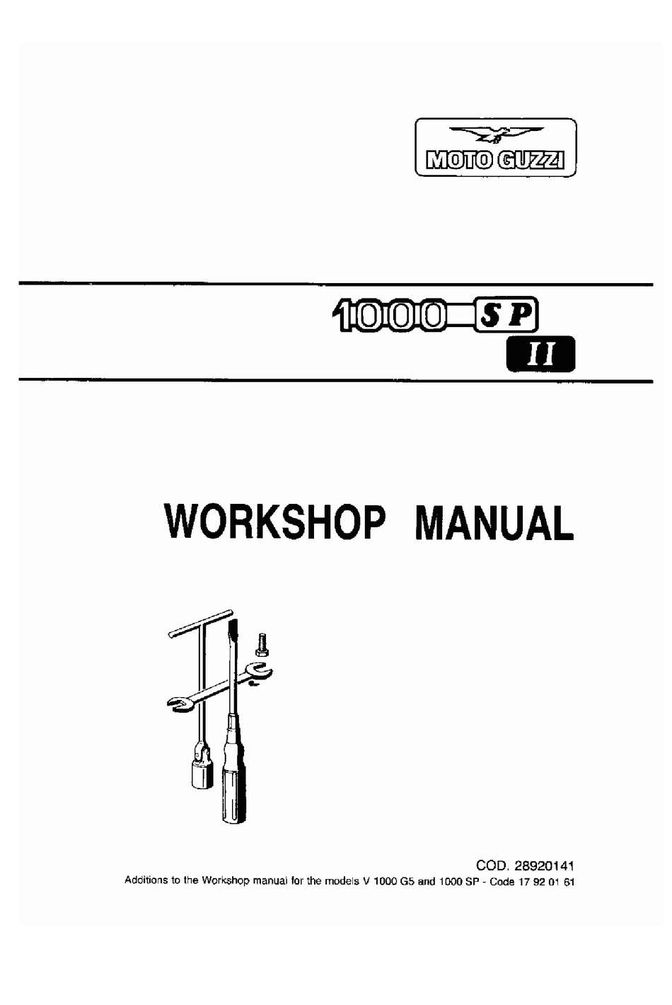 Moto Guzzi Handbuch Werkstatthandbuch Reparaturanleitung V 1000 G5 1000 SP neu 