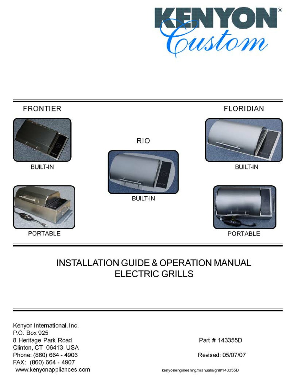 KENYON FRONTIER INSTALLATION MANUAL & OPERATION MANUAL Pdf Download