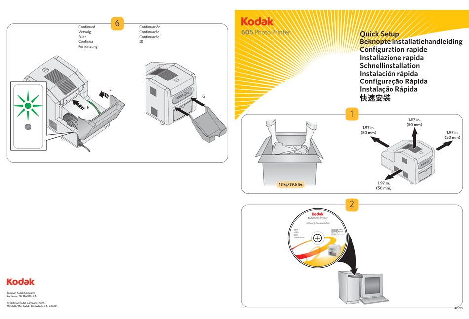KODAK 605 QUICK SETUP Pdf Download ManualsLib