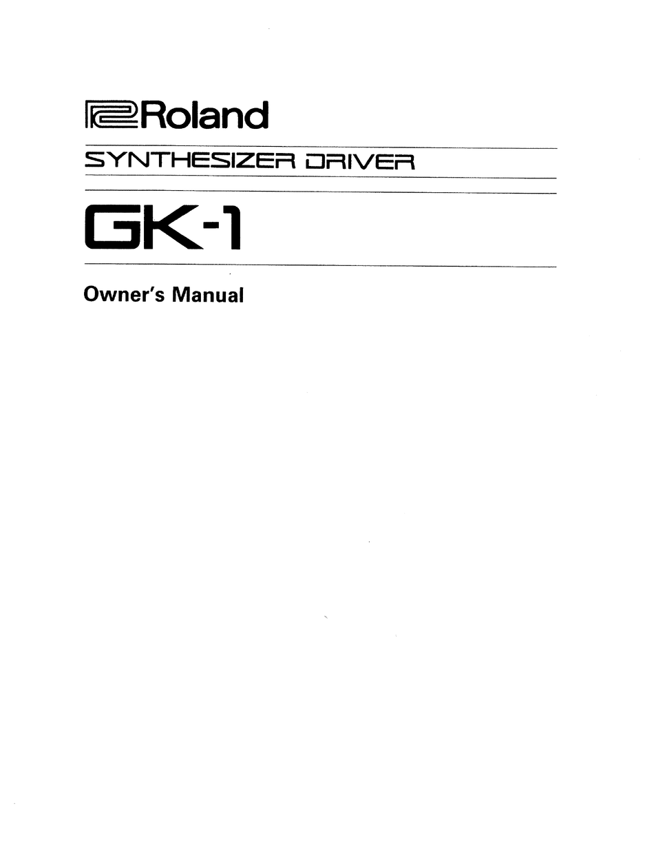 ROLAND GK-1 OWNER'S MANUAL Pdf Download | ManualsLib
