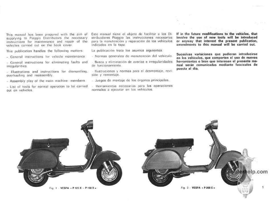 0707 Haynes Vespa P/PX 125 150 & 200 scooters 1978-2014 Workshop Manual