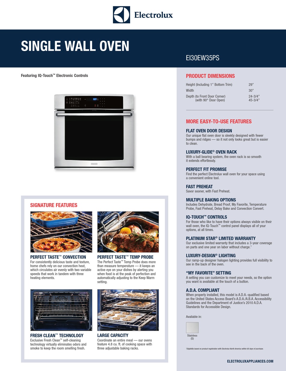 ELECTROLUX EI30EW35PS DIMENSION MANUAL Pdf Download ManualsLib