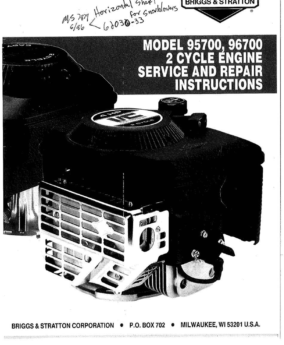 BRIGGS \u0026 STRATTON 95700 SERVICE AND REPAIR MANUAL Pdf Download  ManualsLib