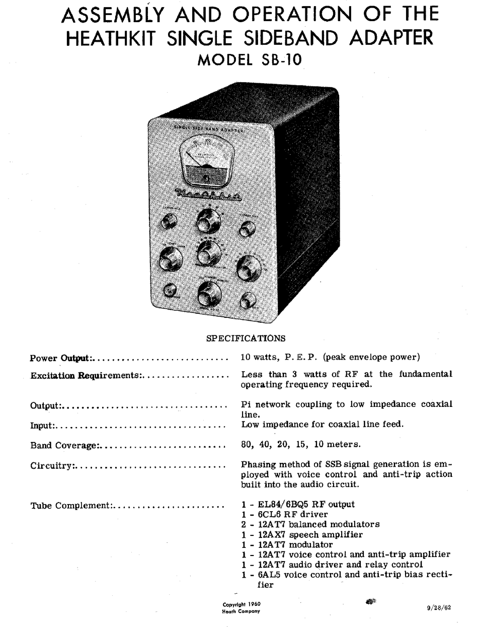 HEATHKIT SB-10 ASSEMBLY AND OPERATION MANUAL Pdf Download | ManualsLib