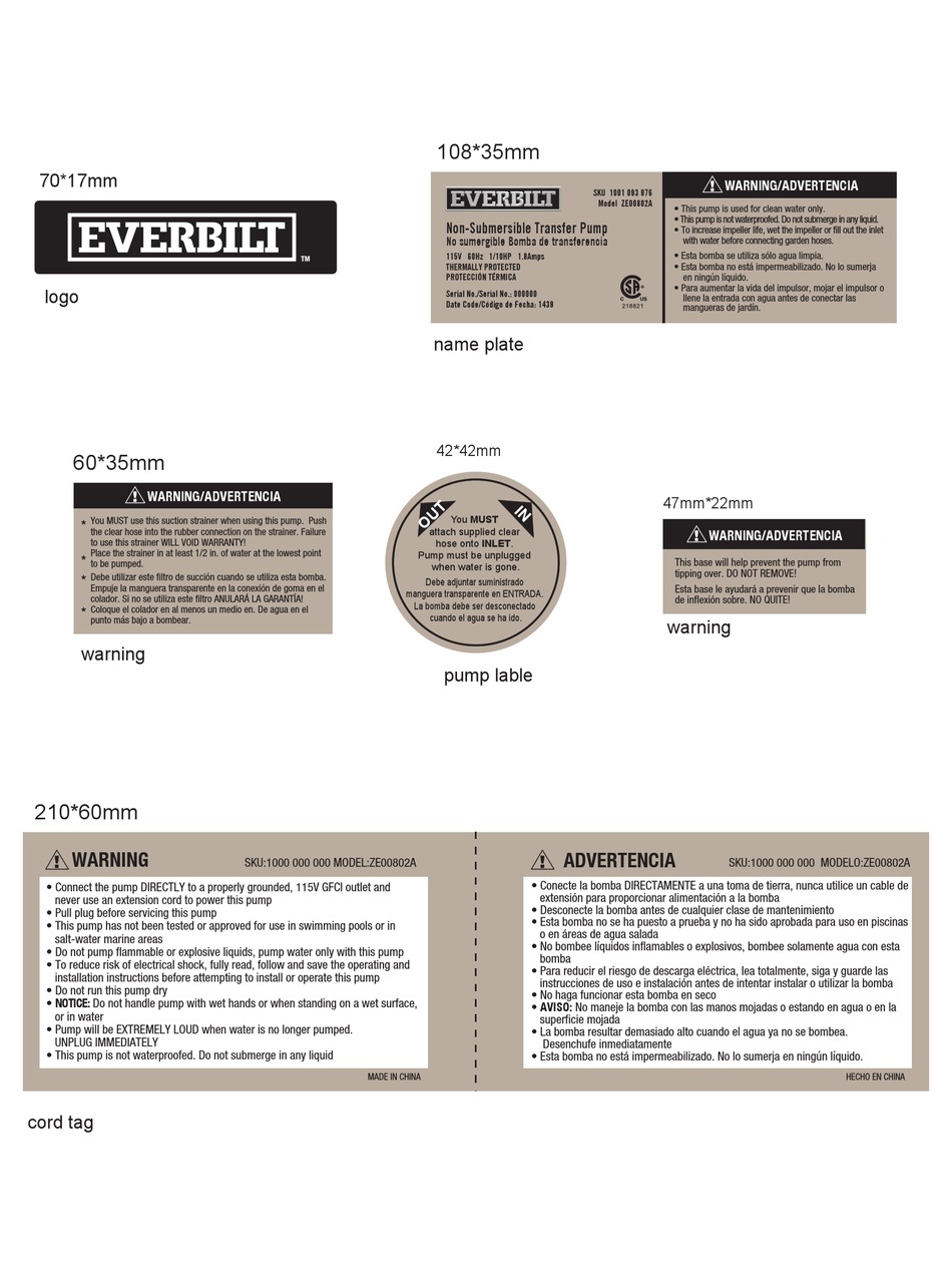 EVERBILT ZE00802A QUICK START MANUAL Pdf Download | ManualsLib