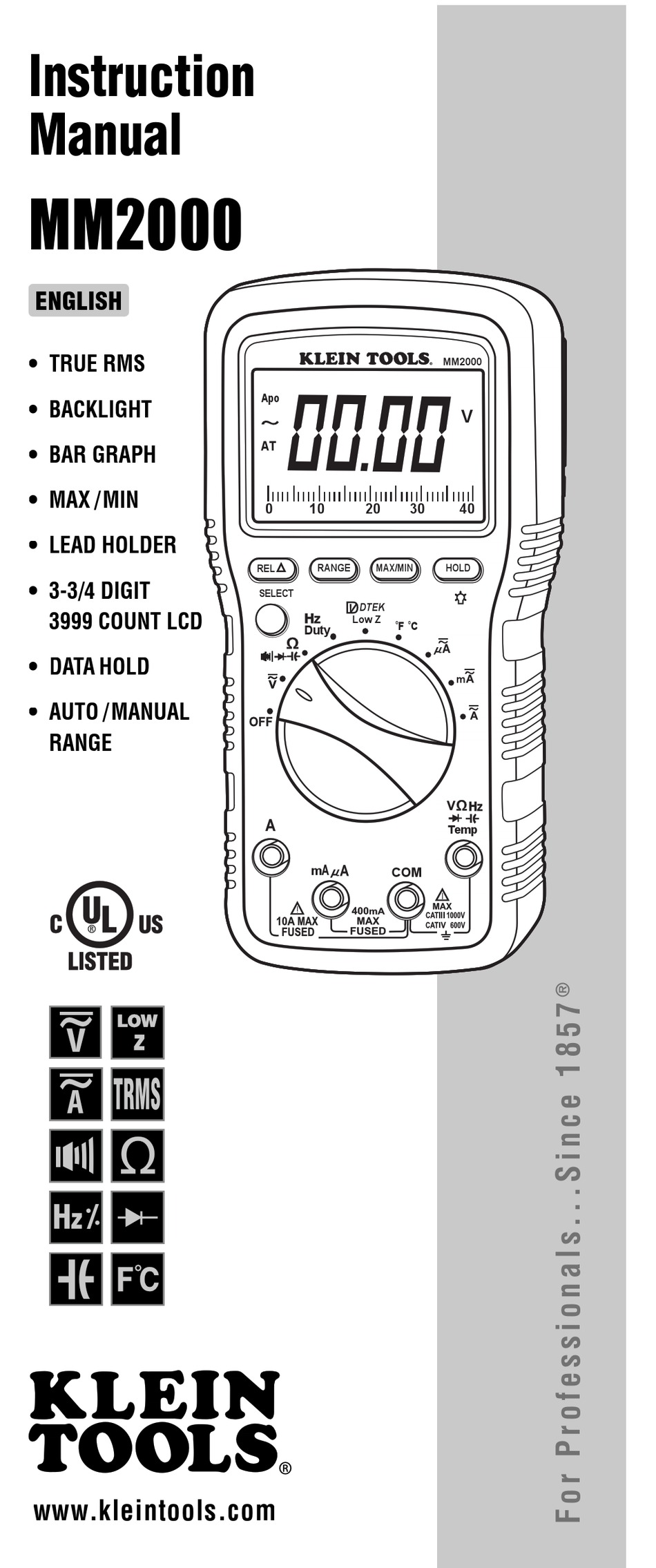 KLEIN TOOLS MM2000 INSTRUCTION MANUAL Pdf Download | ManualsLib