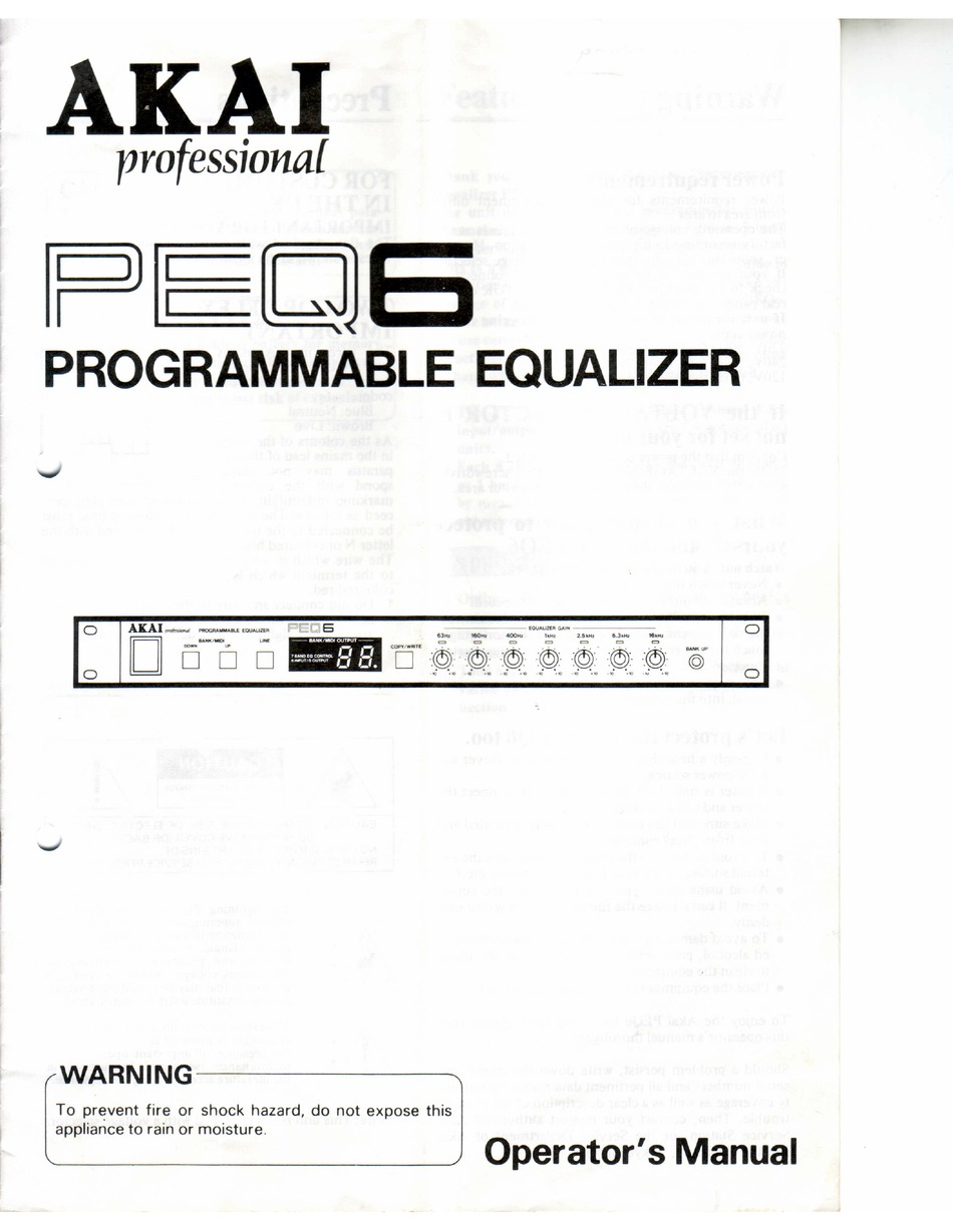AKAI PEQ6 OPERATOR'S MANUAL Pdf Download ManualsLib