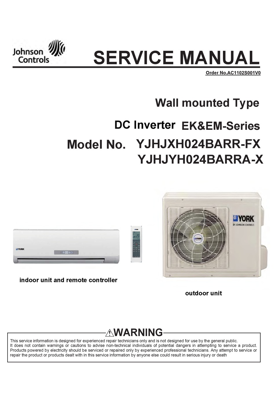 JOHNSON CONTROLS YJHJXH024BARR-FX SERVICE MANUAL Pdf Download | ManualsLib