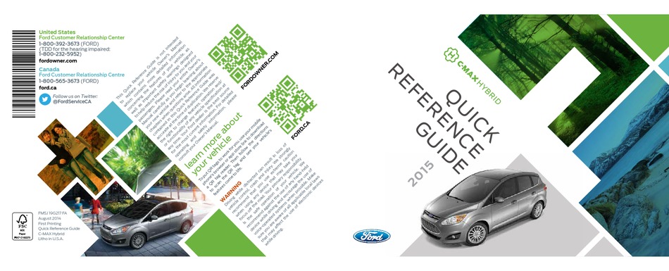 Ford C Max Hybrid Quick Reference Manual Pdf Download Manualslib