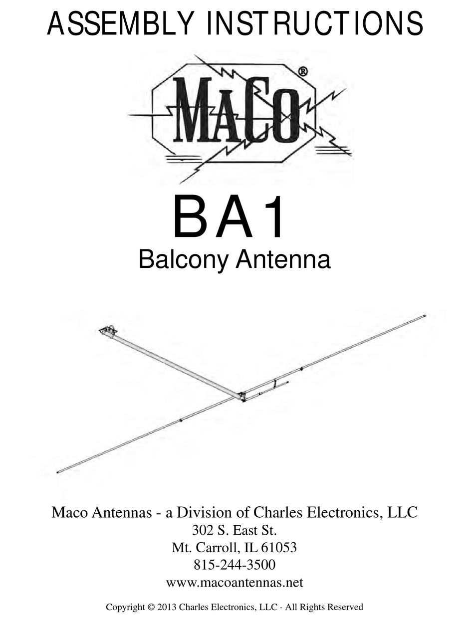 MACO ANTENNAS BA1 ASSEMBLY INSTRUCTIONS Pdf Download ManualsLib