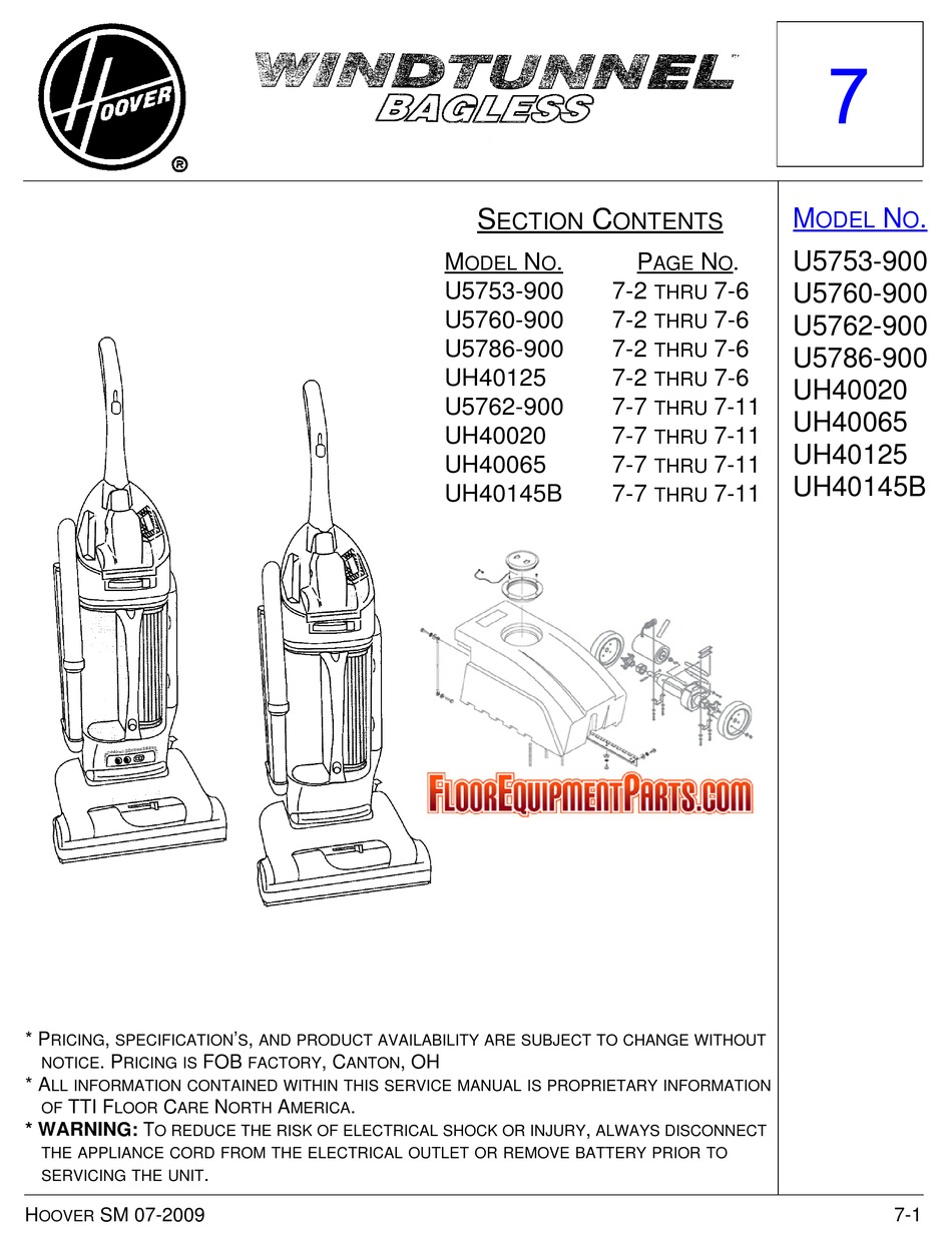 HOOVER WINDTUNNEL U5753900 MANUAL Pdf Download ManualsLib
