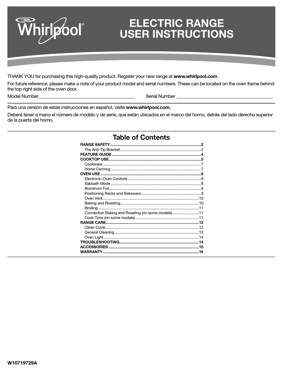 WHIRLPOOL WFE540H0ES USER INSTRUCTIONS Pdf Download | ManualsLib