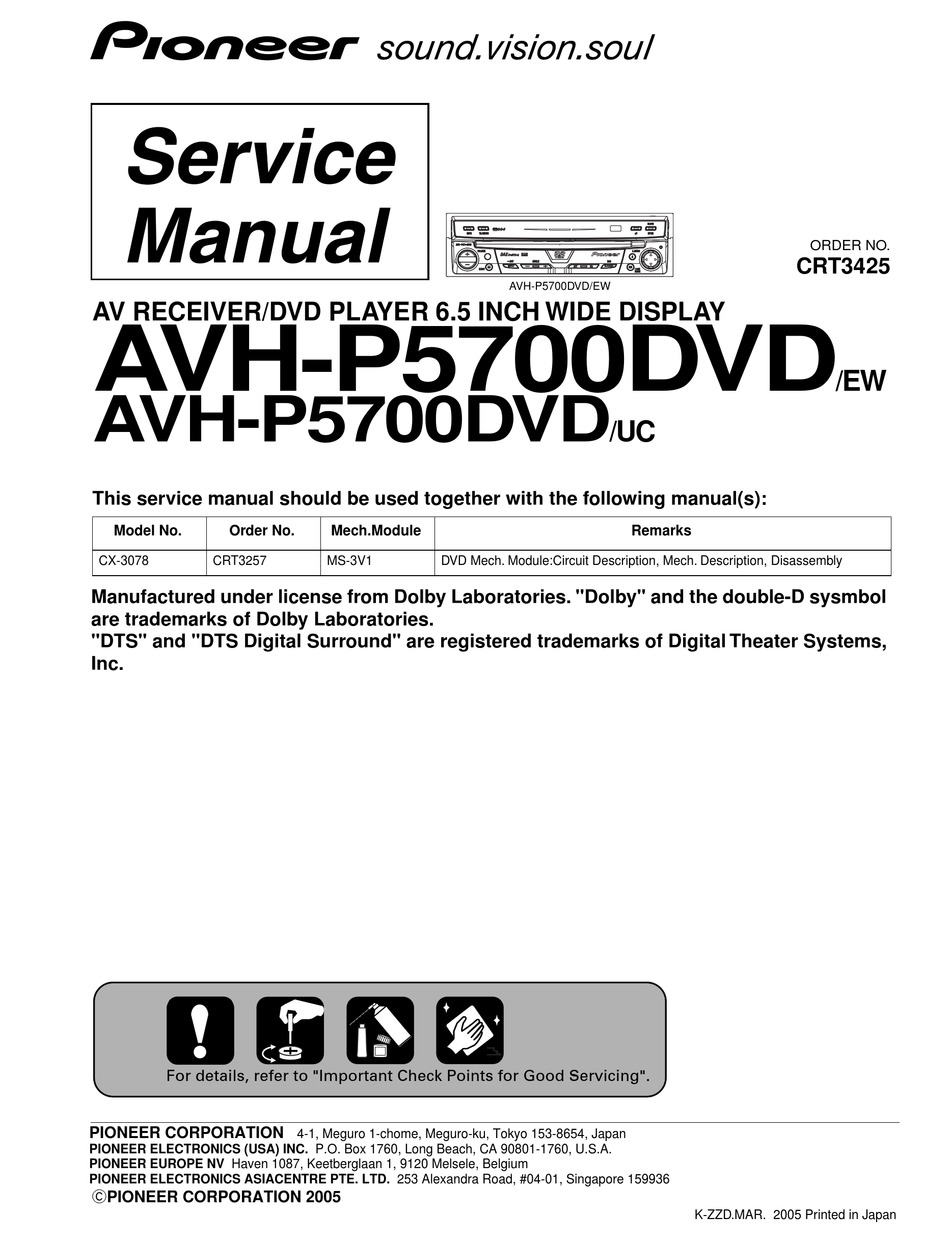 Pioneer Avh P5700dvd Service Manual Pdf