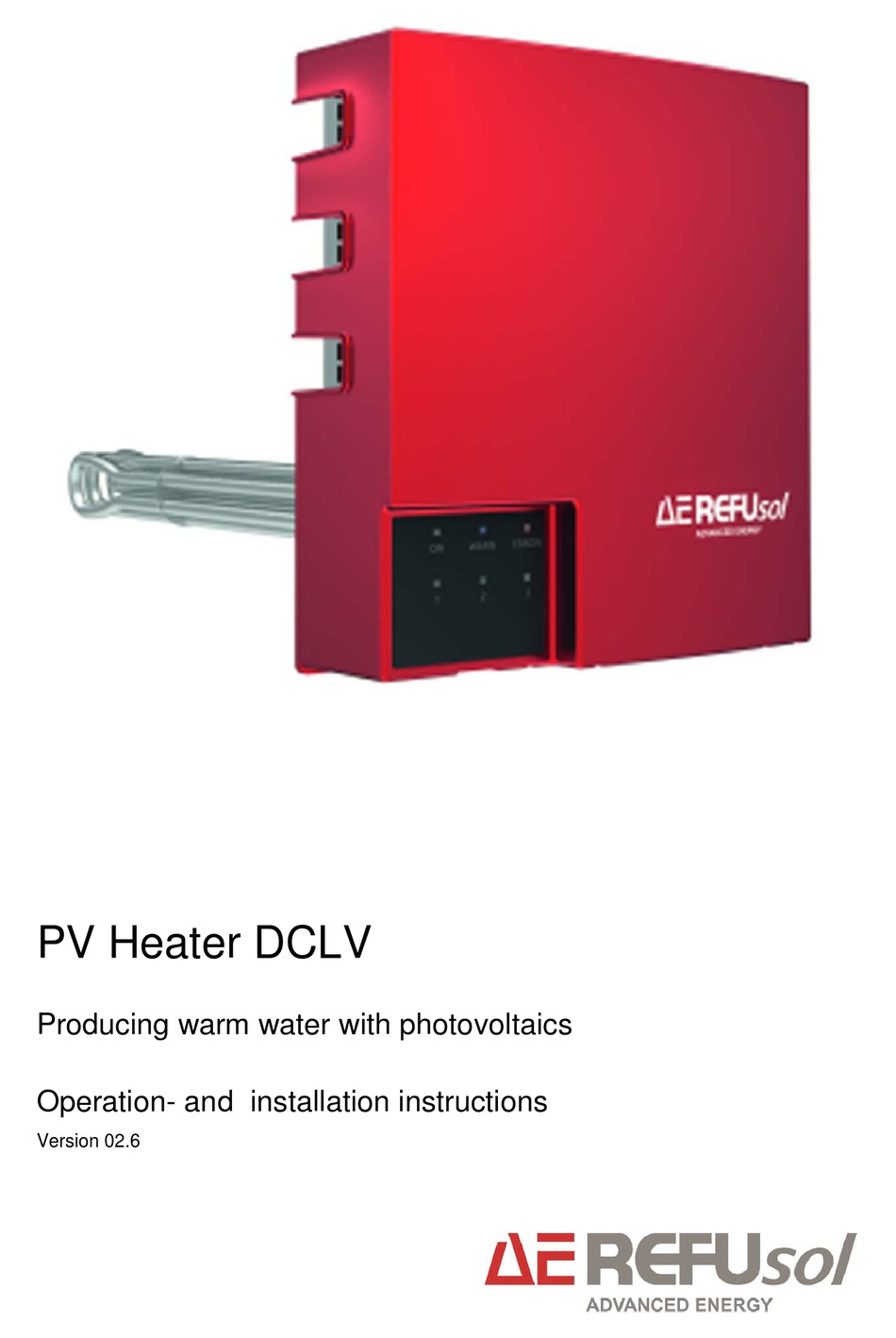 REFU SOL PV HEATER DCLV OPERATION AND INSTALLATION INSTRUCTIONS MANUAL Pdf  Download | ManualsLib