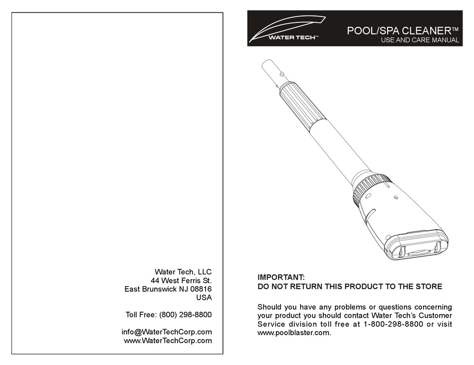 Water Tech Aqua Broom Use And Care Manual Pdf Download Manualslib