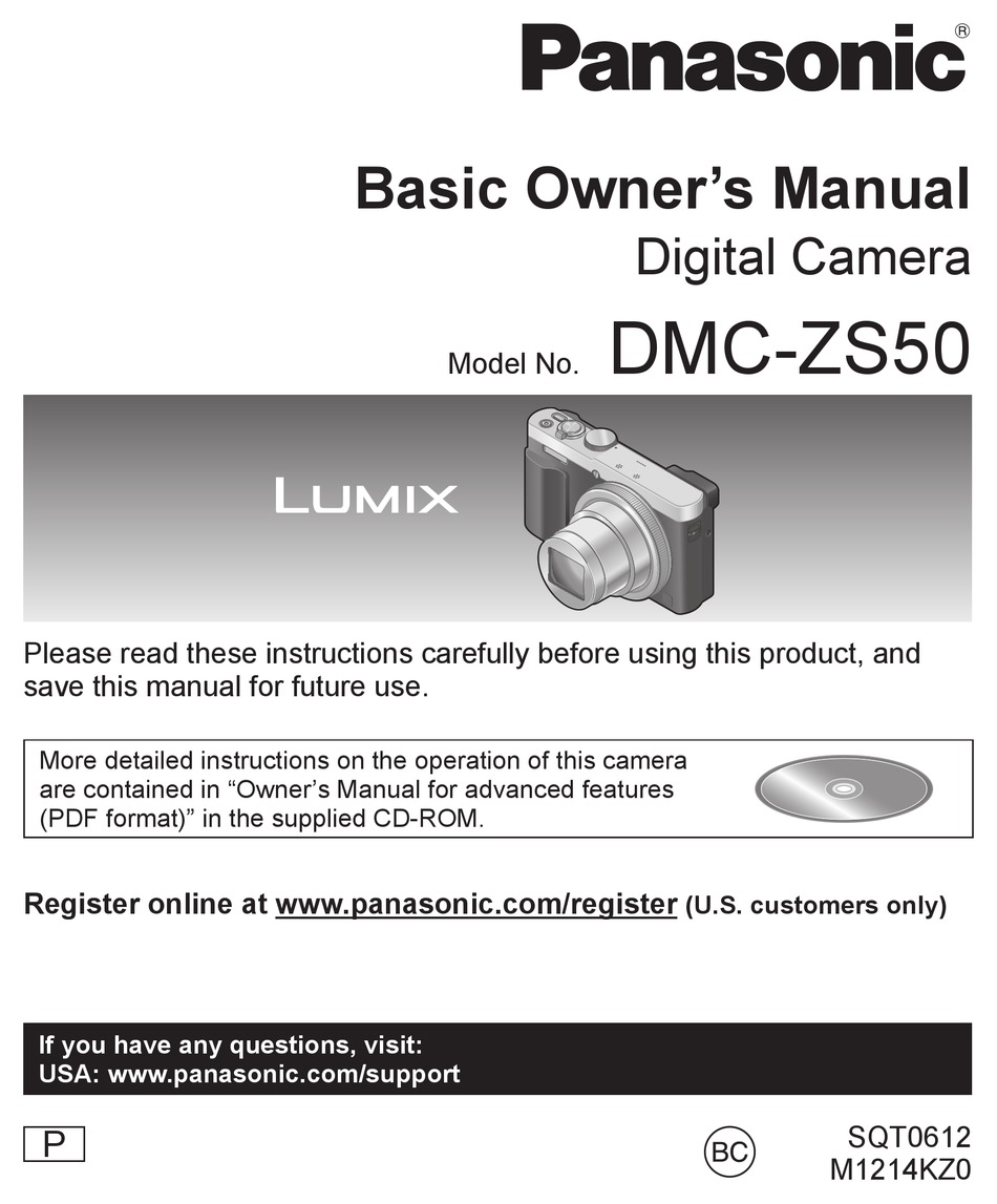 Panasonic DMC-ZS50 Basic  Digital Camera User Guide Instruction  Manual 