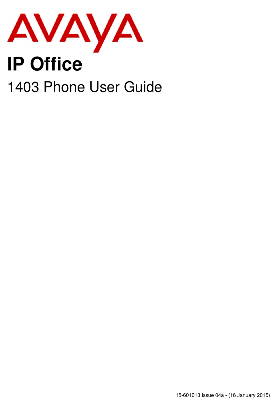 AVAYA 1403 USER MANUAL Pdf Download | ManualsLib