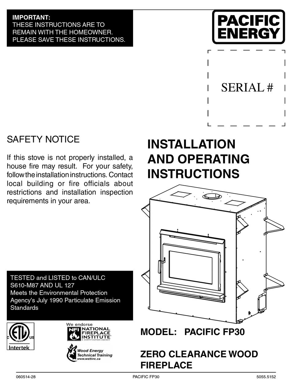 pacific-energy-pacific-fp30-installation-and-operating-instructions