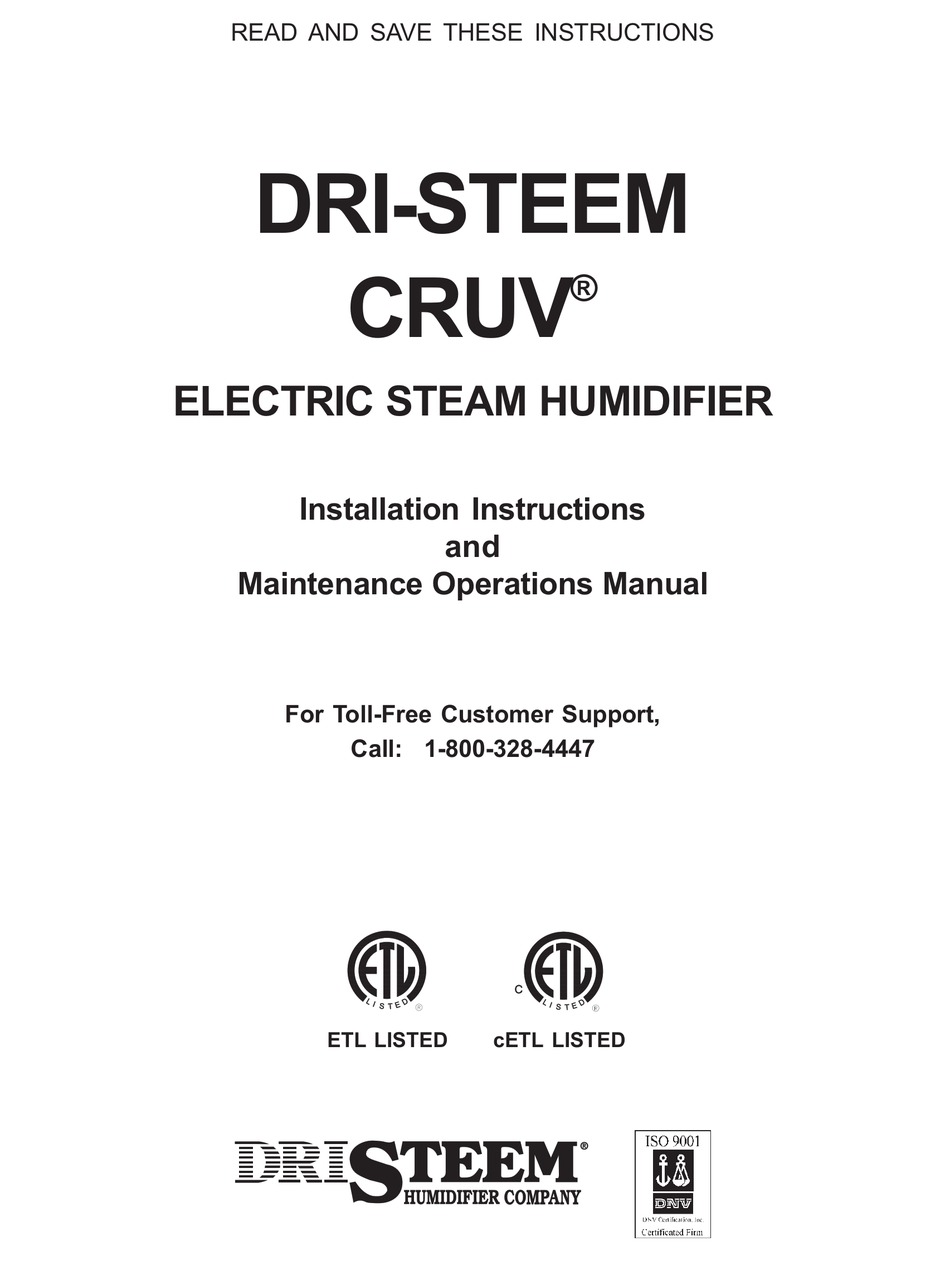 Dristeem Cruv Installation Instructions And Maintenance Operations Manual Pdf Download Manualslib