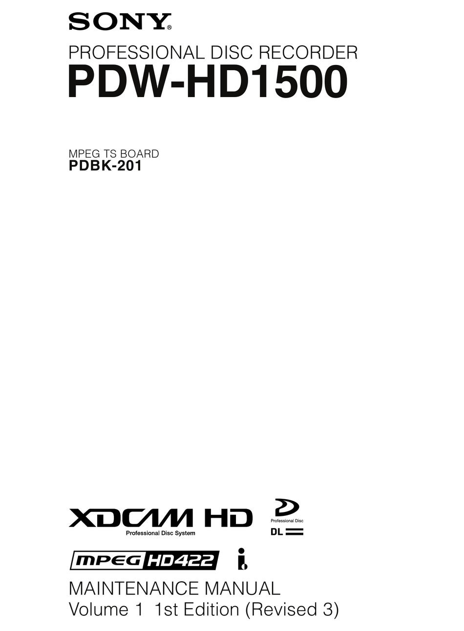 Sony Pdw Hd1500 Maintenance Manual Pdf Download Manualslib