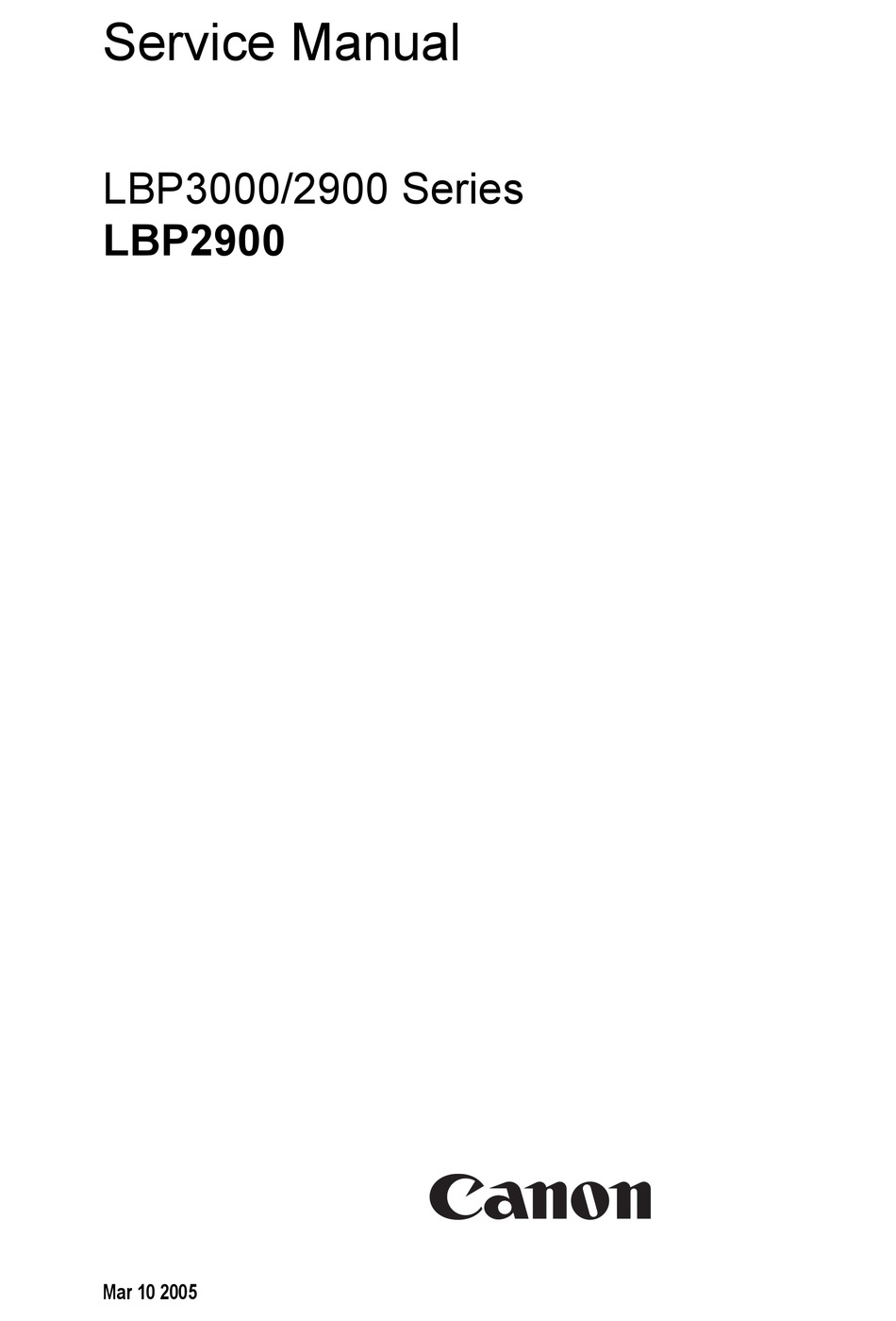 CANON LBP2900 SERIES SERVICE MANUAL Pdf Download | ManualsLib