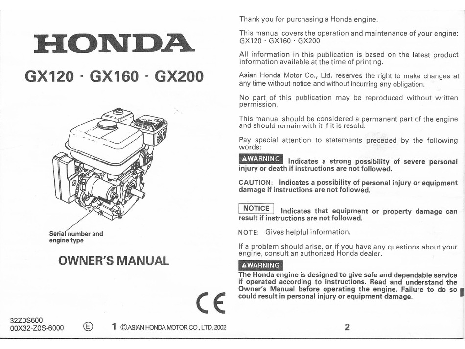 HONDA GX120 OWNER